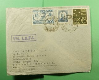 Dr Who 1940 Brazil Airmail To Bohemia & Moravia Wwii Censored F64200