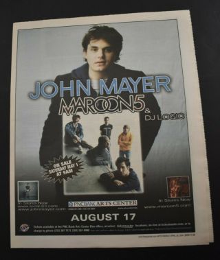 John Mayer 2004 Color Concert Ad Pnc Bank Arts Center Nj Maroon 5 Heaven Things