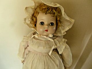 20” Antique Composition Doll With Curly Hair And Blue Eyes