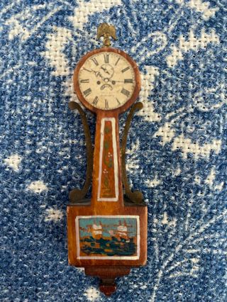 Tynietoy Dollhouse Miniature Colonial Revival Banjo Clock C.  1930 