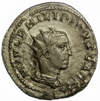 Roman Silver Coin Ar Antoninianus - Philip Ii - Jupiter (ric 213) 24mm 3,  88g
