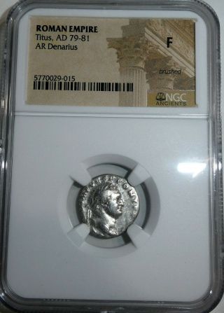 Ngc Roman Empire Ar Denarius Titus Ad 79 - 81 F K12
