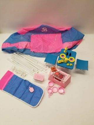 Vintage Barbie Doll " B " Camping Tent Sleeping Bag,  Grill & Many Accessories