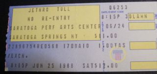 Jethro Tull 1988 Concert Ticket Stub Spac Saratoga Performing Arts 6/25/1988