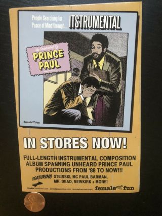 Rare Prince Paul Promo Sticker Vtg Hip - Hop De La Soul