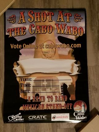 Sammy Hagar Cabo Wabo Tequila Poster - Battle Of Bands Mexican Standoff Rare