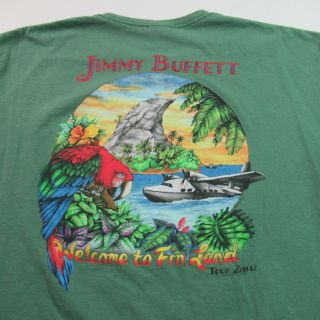 2011/12 Jimmy Buffett T Shirt Welcome To Fin Land Concert Tour Green Parrot Xl