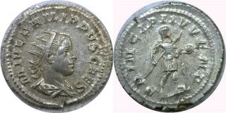 247 - 249 Ad Roman Empire Philip Ii Standing With Spear Left Silver Antoninianus
