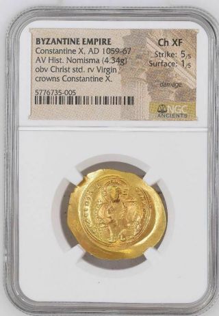 Byzantine Empire Constantine X 1059 1067 Nomisma Ch Xf 5/5 1/5 Gold 4,  34g Ngc