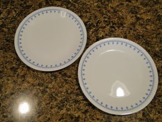 Set Of 2 Corning Corelle Snowflake Blue Pattern 8½ " Luncheon Plates