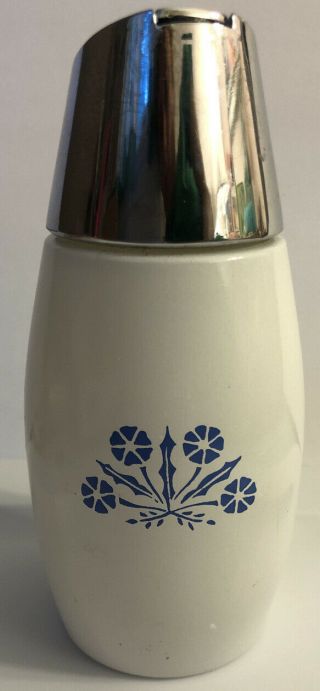Vintage Gemco Sugar Shaker Dispenser White Glass Blue Cornflower Corningware Usa