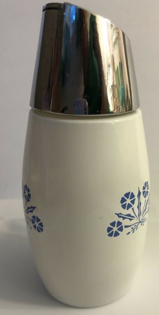 Vintage Gemco Sugar Shaker Dispenser White Glass Blue Cornflower Corningware USA 2