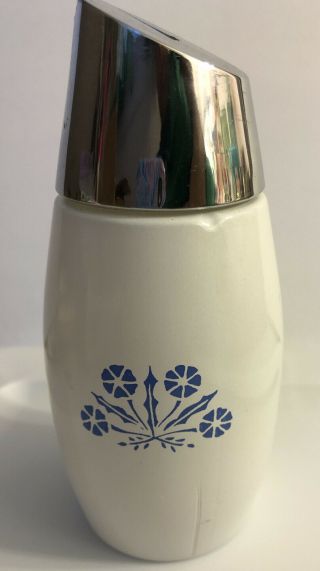 Vintage Gemco Sugar Shaker Dispenser White Glass Blue Cornflower Corningware USA 3