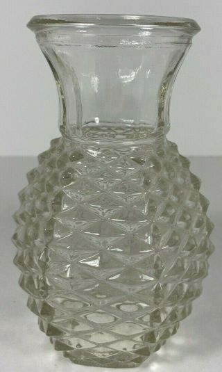 Pineapple Shaped Clear Glass Flower Vase Vintage Ftd 5 1/2 "