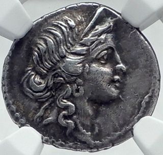 JULIUS CAESAR 48BC Ancient Silver Roman Coin VENUS TROY Rome HERO NGC i81522 2
