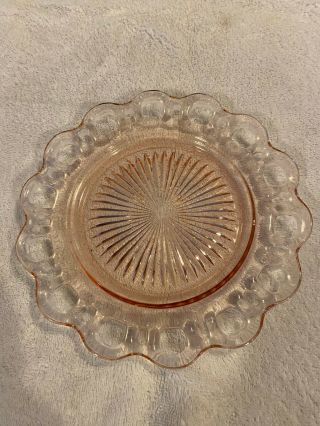 Vintage Anchor Hocking Glass Old Colony " Open Lace " Pink Luncheon Plate 8 1/2 "