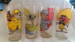 Vintage Glassware Set Of 4.  Bernard,  Bianca,  Evinrude And Speedy Gonzales