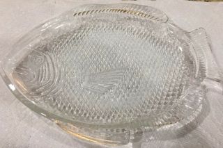 Clear Glass Fish Plate 11” Oven Proof U.  S.  A.