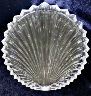 Retro Fan Pattern Round Crystal Glass Tray Plate Dish 19cm 600g
