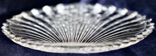 Retro Fan Pattern Round Crystal Glass Tray Plate Dish 19cm 600g 3