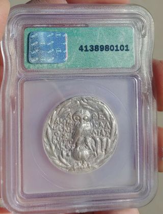 Icg Ancient Greek Coin Athens Owl Style Silver Tetradrachm 118 Bc