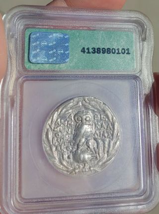 ICG Ancient Greek Coin Athens Owl Style Silver tetradrachm 118 BC 4