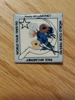 Vintage Paul Mccartney World Tour 1989/90 Pin Back Badge Beatles