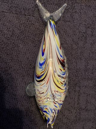 Vintage Murano End Of Day Glass Fish,  Lovely Circular Shape And Multi - Coloured