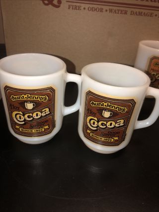 2 Vintage Aunt Jenny’s Cocoa Mug Oven Proof Made In Usa Milk Glass