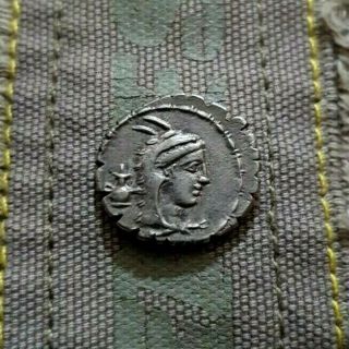 Ancient Roman Republic Silver Denarius Serratus Of L.  Papius 79 Bc.