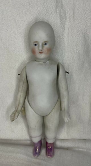 Antique German All Bisque Mignonette Wire Jointed Arms Legs Small 5” Doll