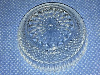 Vintage Crystal Clear Glass Candy Dish Bowl Starburst Sun Ray Diamond Point Euc