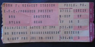 Original_grateful Dead/bob Dylan Ticket_j.  F.  K.  Stadium_philadelphia,  Pa_7 - 10 - 87