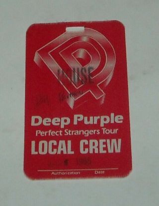 Deep Purple Perfect Strangers Tour 3/5 1985 Local Crew Satin Pass