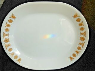 Corelle By Corning Serving Platter Butterfly Gold Oval 12x10” Pyrex