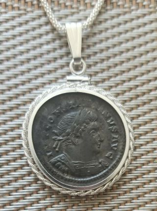 Constantine The Great Authentic Roman Sol Invictus God Coin 925 Silver Necklace