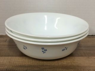 (3) Corelle Corning Provincial Blue Daisy Flowers White Soup Cereal Bowl Euc