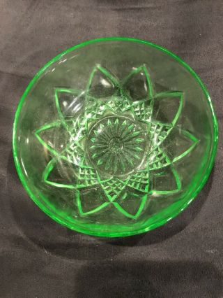 Vintage Small Green Depression Glass Anchor Hocking Bowl 4.  25 "