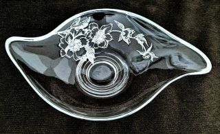 Vintage Clear Glass Candy/nut Dish W/silver Overlay Floral Poppy Design