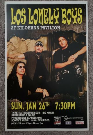 Los Lonely Boys Concert Poster At Kilohana Pavilion On January 26,  2014