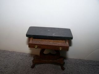 1:12 Dollhouse Miniature Vintage Black Marble Top Lyre Table Elizabeth Larke 3