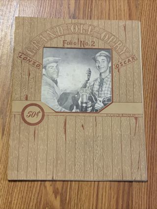 Lonzo Oacar Grand Ole Opry Folio No.  2 Songs Book Country Music