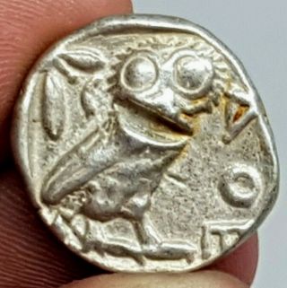 Rare Ancient Greek Silver Coin Tetradrachm Athens/owl Fourree 12,  9 Gr 22 Mm