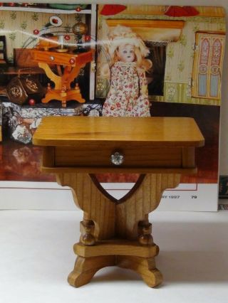 Miniature Antique Needlework Sewing Table W/ Drawer Notions Dollhouse Furniture