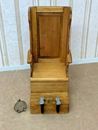 Dollhouse Miniature Ooak Vintage Style Oak Shoe Shine High Back Chair 1:12