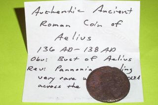 Aelius 136 AD - 138 AD large ancient ROMAN COIN pannonia ae as old rare G treasure 3