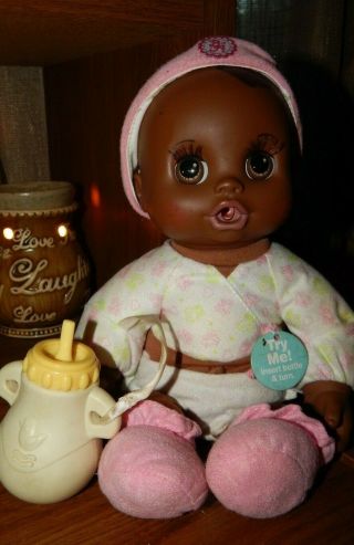 Hasbro Baby Alive Doll African American 2007 Sip And Snooze With Bottle