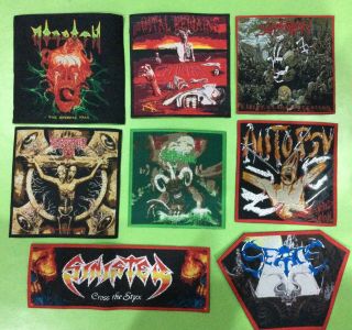 Death Metal Woven 8 Patches Set Morgoth Vital Remains Autopsy Sinister Seance