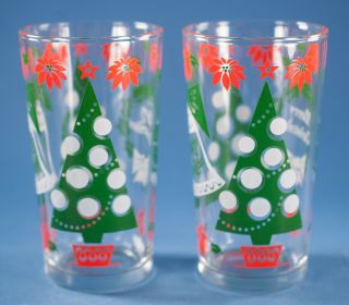 Continental Can Merry Christmas Happy Year 2 Glasses Tumblers Hazel Atlas