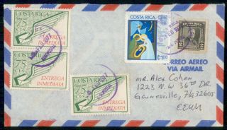 Costa Rica 1977 To Gainesville Fl Entrega Inmediata Cover Wwi 3727
